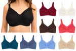 Ladies Ex M S Total Supportive Bra Embroidered Non Wired Full Cup Non Pad Black