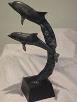 TWO STUNNING BRONZE DOLPHIN SCULPTURES IN GREAT CONDITION. MARINE ENTHUSIASTS