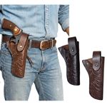 Single Action Tan & Dark Brown Embossed Leather Gun Holster Western Style .22.38