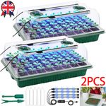 2X 40 Holes Seed Trays with Grow Light Full Spectrum Plants Propagator Trays