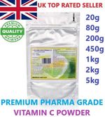 Vitamin C Powder 100% Pure L Ascorbic Acid Pharma Grade ENERGY BOOST 20g-5kg UK