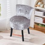 Accent Velvet Vanity Stool Dressing Table Chair Bedroom Makeup Chair w/ Backrest