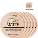 RIMMEL London Stay Matte Pressed Face Powder 14g - 003 Peach Glow *PACK OF 5*