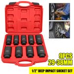 9PCS Axle Hub Nut DEEP IMPACT Socket Set 1/2"DR 29 30 31 32 33 34 35 36 38MM UK