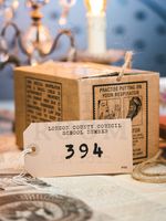 WW2-1940s Air Raid Children's-PROP Gas Mask Box with London Borough ID label
