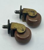 Antique Furniture Brass Reclaimed Ceramic Swivel Caster Wheels x 2