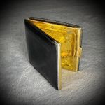 WW Paris Powder Compact 1950s - Black Leather - Gold tone - France - Vintage