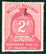 GB MERSEY RAILWAY QV Newspaper Parcel Stamp 2d CONTROL NUMBER *1* !! Mint PIW17