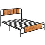 HOMCOM King Size Bed Frame with Headboard, Steel Bed Base 160 x 207cm Brown