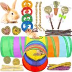 26-In-1 Natural Rabbit Toys with Rabbit Tunnel Set, Various Chew Toys Boredom Br