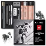 KALOUR 22PCS Charcoal Drawing Pencil Set Sketching Kit Graphite Art Set Tin Box