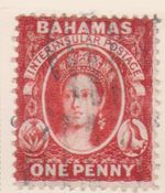 (F193-34) 1875 Bahamas 1d one penny red QVIC stamp (AI) (v)