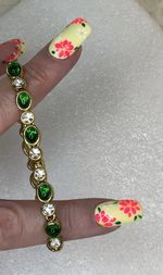 Vintage Cabouchon Green Cabouchon & Austrian Crystal Bracelet 18ct Gold Plated