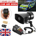 100W 12V 7 Tone Sound Car Police Siren Horn Megaphone With Mic PA Speaker System