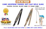CAMO NEOPRENE PADDED RIFLE STRAP WITH SLING SWIVELS DEER HUNTING AIR GUN SHOTGUN