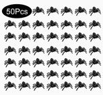 50PCS Black Plastic Spider Decorations – Halloween Party Spider Theme