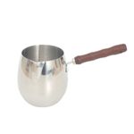 Art Latte Pitcher with Wooden Handle and Pointed Spout, Milk Frother