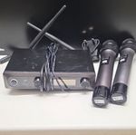 TONOR TW-820 Plus Wireless Microphone Set 2 Mics Receiver Power Adapter Black