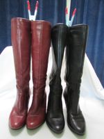 Trotters Vintage Burgundy and Black Leather Boots Sz 7 Hippy  3"Heel and 17.5"