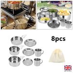 8Pcs Camping Cookware Portable Outdoor Picnic Hiking Cooking Equipment Pan Pot