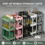 Storage Trolley Cart on Wheels 3 Tier Narrow Space Laundry Rack Kitchen Bathroom