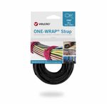 ONE-WRAP® VELCRO® Brand Cable Ties: 20mm X 200mm, 25 Units in Black Reusable