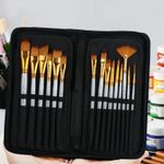 15-Piece Acrylic Paint Brush Set for Canvas & Crafts