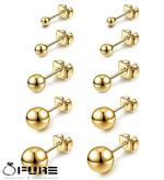 Small Big Women Men Kids Surgical Steel Gold Ball  Cartilage Stud Earrings 3-8MM