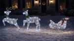 LED Silver Glitter Reindeer & Sleigh Christmas Decoration 60 Lights Outdoor