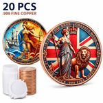 20 x 1 oz Britannia Rules Copper Rounds Colour Reform UK Lion Challenge Coin New