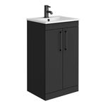 Highlife Selkirk 500mm Matt Black Vanity Unit & White Basin – New Boxed