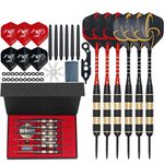 6x 24-28g Professional Tungsten Darts Tip Set Steel Shaft 12 Flights with Case