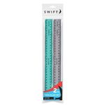 Ruler Set - 2 Pack 30cm Flexible Rigid Stationary School Exam Lines Rulers