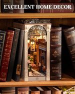 Rolife DIY Book Nook Doll House Miniature Wooden Bookshelf Miniatures Model Kit
