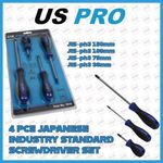 US PRO Tools 4 Piece Japanese Industry Standard Screwdriver Set JIS ph1,2,3 