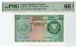 CYPRUS 500 MILS 1961 BANKNOTE P38a PMG 66 EPQ