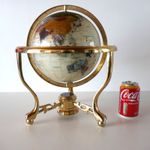 Large 37cm high Rotating Gemstone Mother of Pearl Globe. Compass  + brass stand