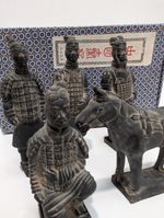 Vintage Set 5 Chinese Terracotta Qin Army Warriors Horse Figures Statues boxed