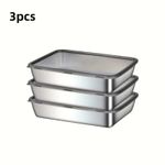 Baking Tray Set 3 Piece Stainless Steel Oven Trays with Lids Non-Stick