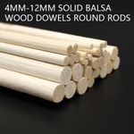 4mm-12mm Solid Balsa Wood Dowels Round Rods Aircraft Ship Model DIY Long 330mm