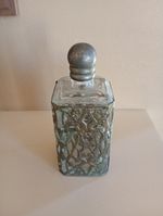 Antique Art  Nouveau style  Perfume Scent Bottle/ Siver-tone Filigree Overlay