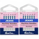 2 x Hemline Jeans Sewing Machine Needles Heavy Medium Denim Woven Fabrics- 90/14