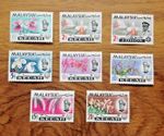 Malaysia Orchids 1c–20c Kedah & Johor Set of 8 Mixed Stamps , Sultan Portraits