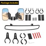 Motorcycle Rearview Mirror, UTV ATV Side Center Rear Wing Mirror Combo Kit Fit