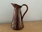 Vintage copper Art Deco Handled Jug pitcher vase 10inch high