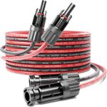 1 Pair Solar Panel Extension Cable Wire Black+Red 10 AWG Connector 6mm² PV Cable