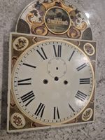 Antique Grandfather Clock Dial W/ House and flowers