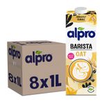 8 x 1L Alpro Barista Oat Drink Dairy Free Plant-Based Source of Fibre