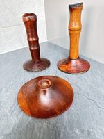 Trio of Vintage/Antique Wooden Candle Stick Holders for Restoration