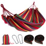Cotton Garden Hammock with Straps and Carabiners Portable with Bag for Camping